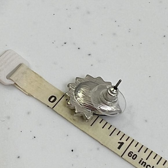 Rhinestone Earrings Teardrop Blue Stud‎ Big Statement Silver Tone - Picture 4 of 4